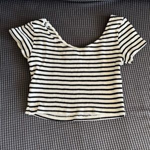 Black and white striped crop top